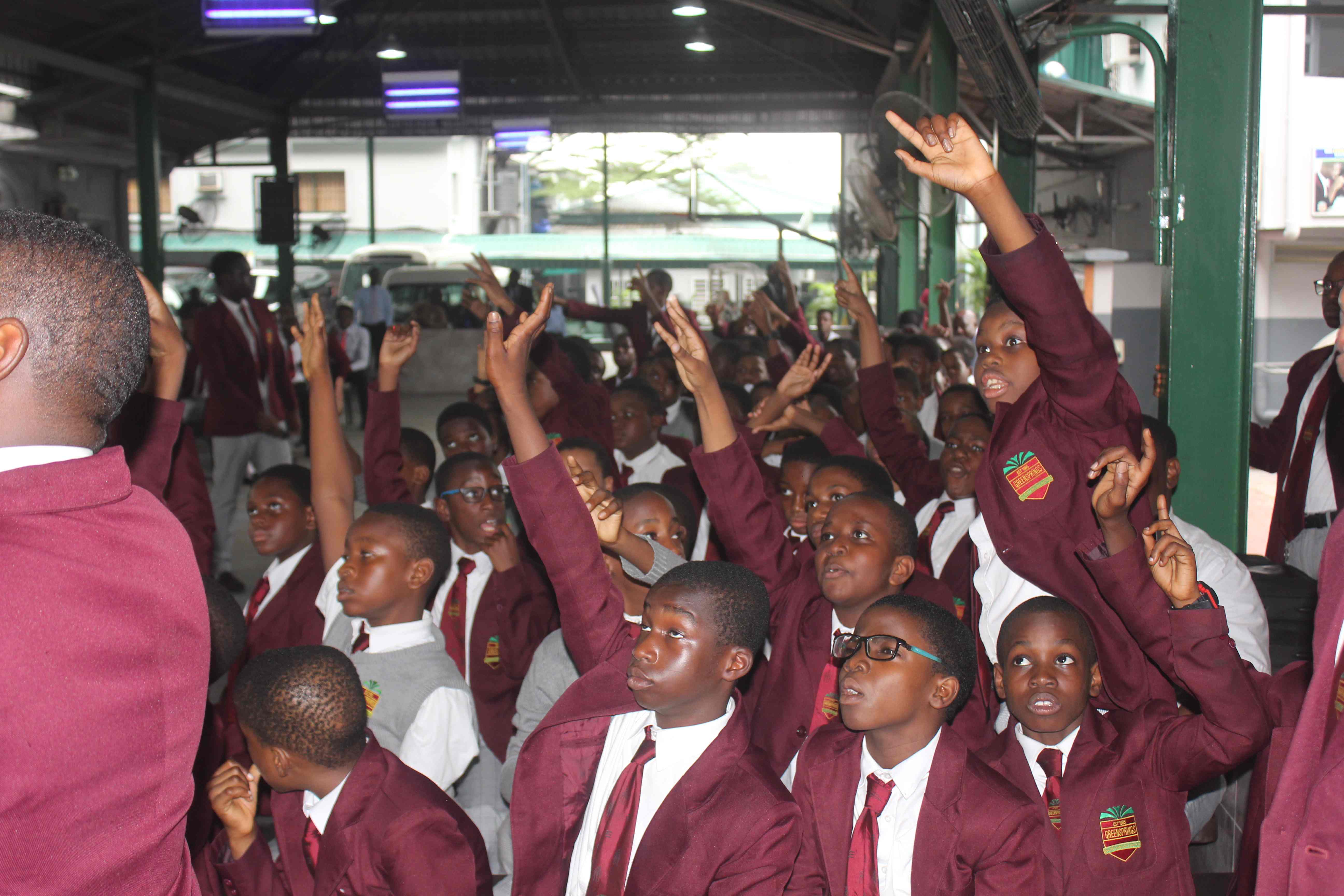 Male students at Greensprings School, Anthony Campus during the “Man Up” program this year.