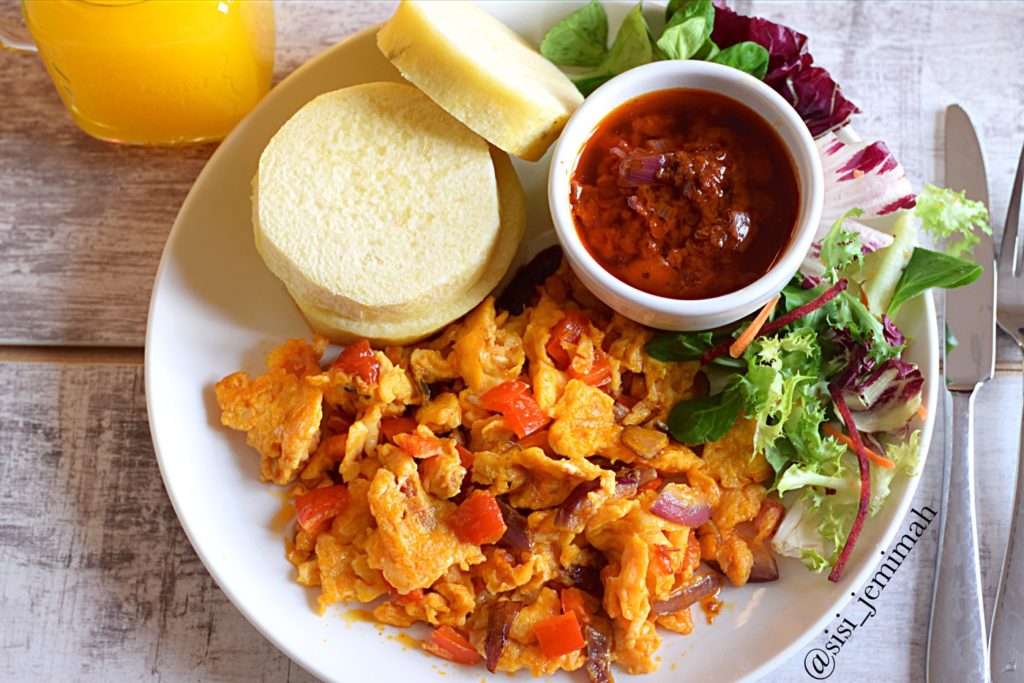 Yam and egg healthy breakfast