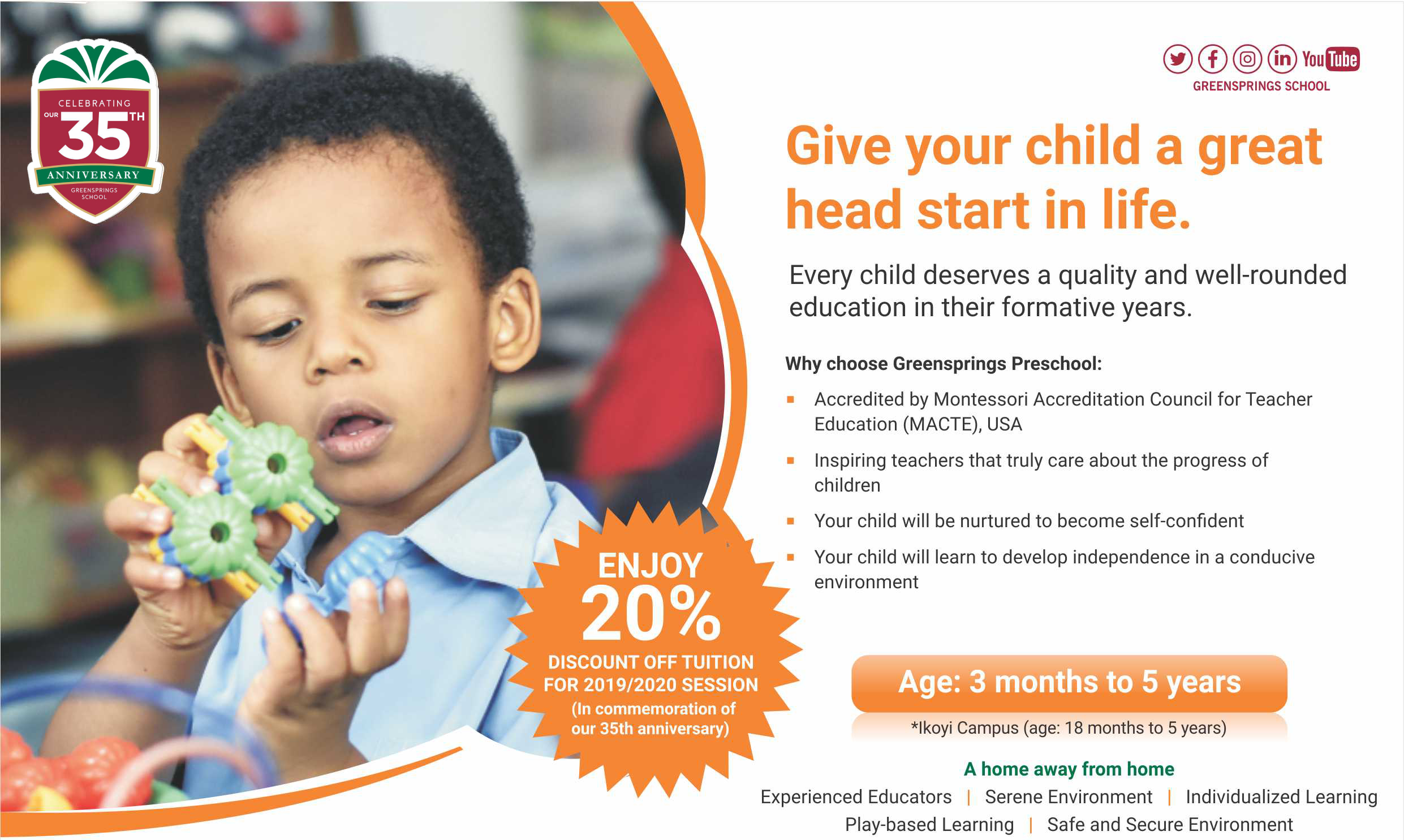 Massive Discount on School Fees as We Mark Our 35 Years Anniversary